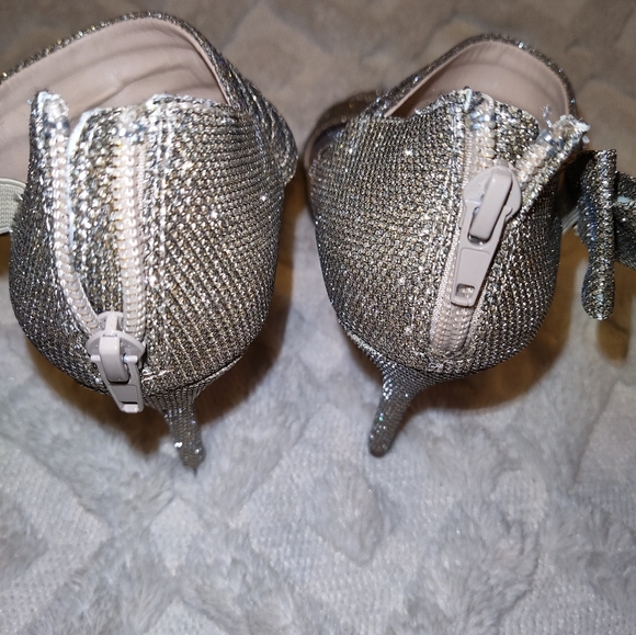 Size 8 Latte Glam Bling Sparkly Metallic Open Toe High Heels Nina Prom Wedding - Picture 5 of 8